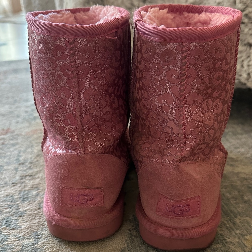 UGG kids Pink/ leopard glitter Boots